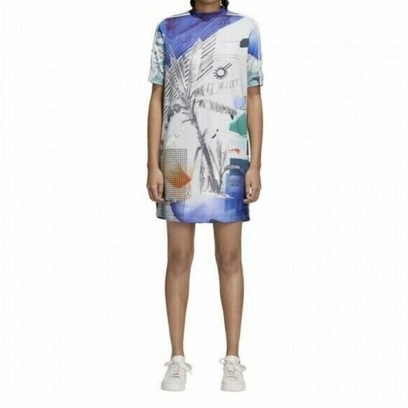 NWT ADIDAS‎ Originals FARM RIO Brazil Palm Graffiti Printed Roo de Janeiro Dress - Picture 2 of 6